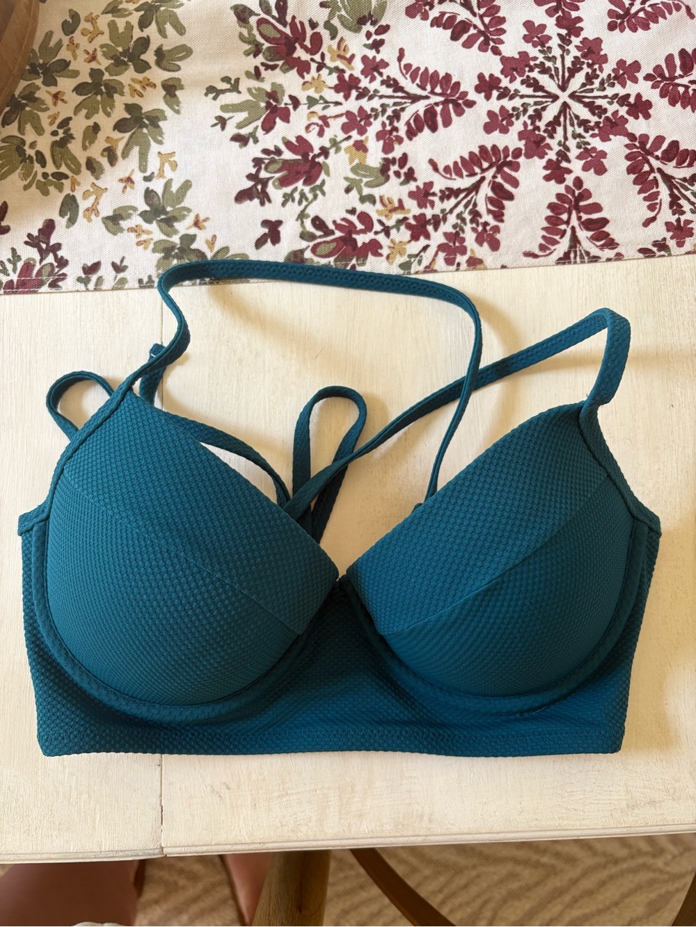 Shade & Shore Teal Textured Bikini Top